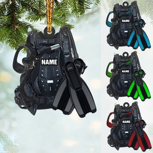 Personalized Scuba Diving Equipment Custom Shaped Ornament Gift for Scuba Diver Scuba Diving Ornament Christmas Decor Scuba Diving