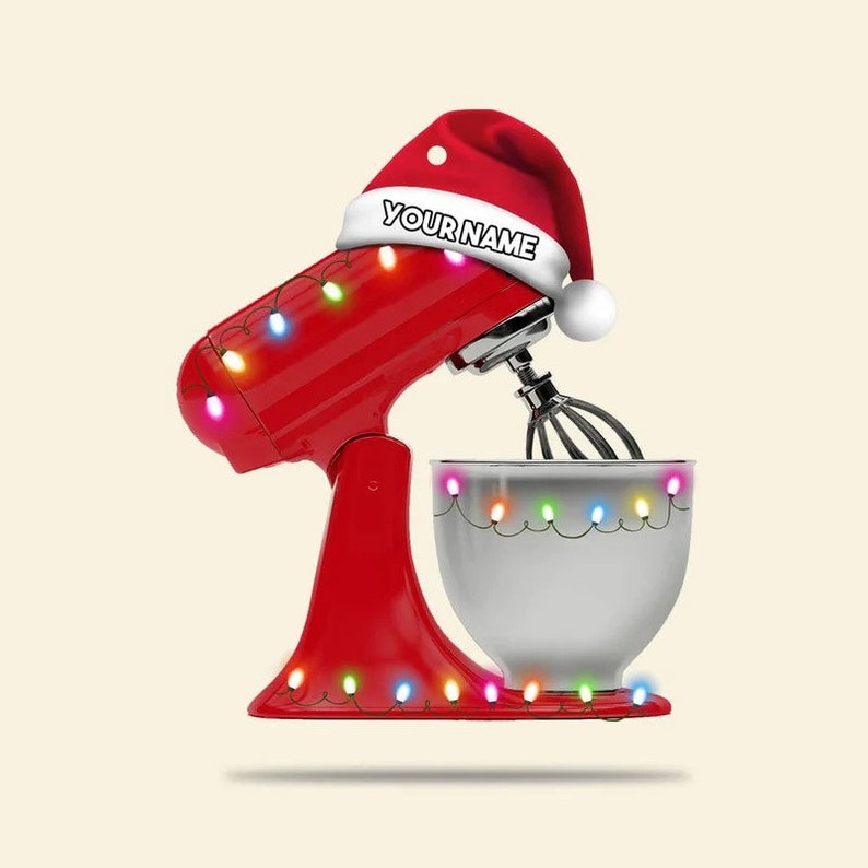 Personalized Baking Mixer Lights Christmas Ornament, Flat Acrylic Baking Ornament for Her, Baker Gifts, Christmas Tree Ornament image 2