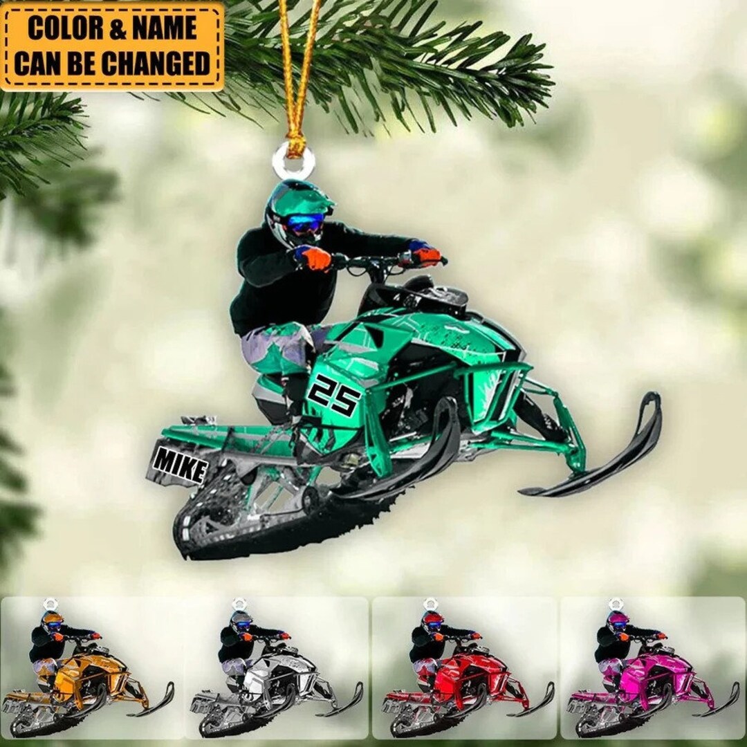 Personalized Snowmobile Rider Christmas Ornament Snowmobile Rider