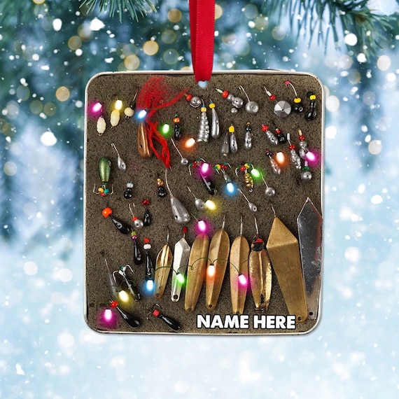 christmas ornaments fishing lures Buddies Ornament This Christmas ornament features a creative fish design accented with a festive multicolor pattern Fishing Lure Unfinished Craft Wood