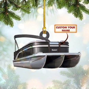 Personalized Pontoon Ornament Boat Ornament Tree Hanging Decor Christmas Acrylic Flat Ornament For Pontoon Lover