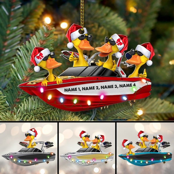 Personalized Wakeboarding Ducks Ornament, Wakeboarding Ducks Ornament, Wakeboarding Christmas Acrylic Flat Ornament, Gift For Wakeboarding