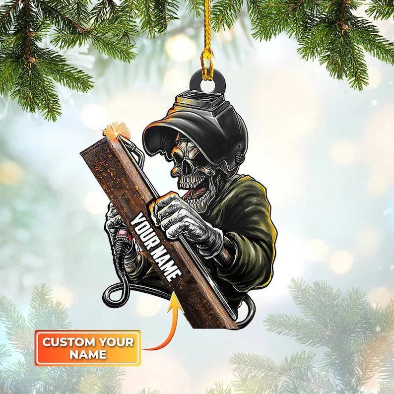 Personalized Skeleton Welder Acrylic Ornament Christmas - Etsy