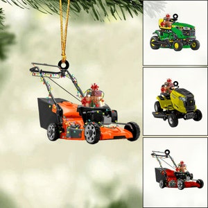 Personalized Lawn Mower Machine Falt Christmas Ornament, Lawn Mower Machine Christmas, Lawn Mower  Ornament, Christmas Gift For Farmer