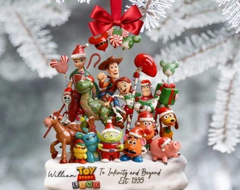 Gepersonaliseerde schattig speelgoedbende jubileumornament, kerstcadeaus voor filmfans, jubileumcadeau, cadeau filmfan, aandenken speelgoedbende