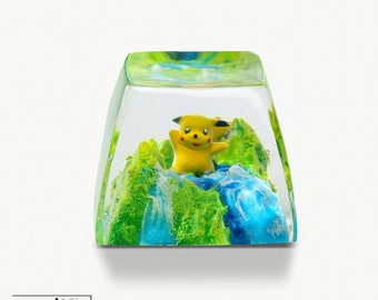 HAVIGift P1k4chuuu Poké Keycaps, Custom P0kém0n Resin Handmade Artisan Keycaps, P0kém0n Gifts, Cherry MX Keycap For Mechanical Keyboard