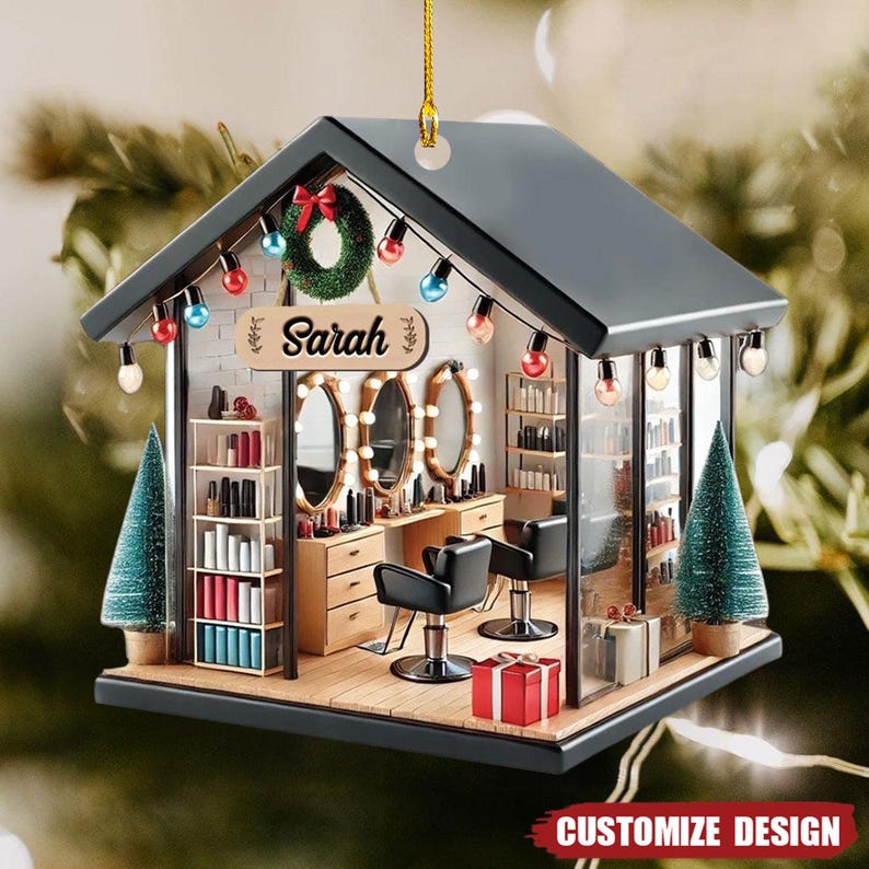 Personalized Hair Salon Christmas Ornament, Hair Salon Christmas, Hair