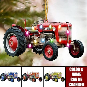 Personalized Ornament Christmas Tree Tractor Hanging Decor, Farm Christmas, Farmhouse Decor, Farm Tractor, Holiday Decor, Rustic Christmas