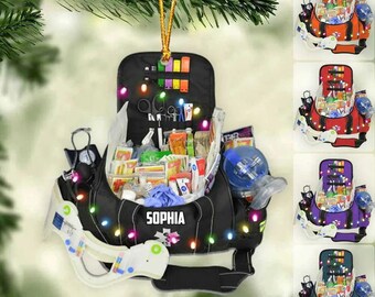 EMTバッグオーナメントパーソナライズされたクリスマスオーナメントEMTワーカーへの最高の贈り物アクリルオーナメント