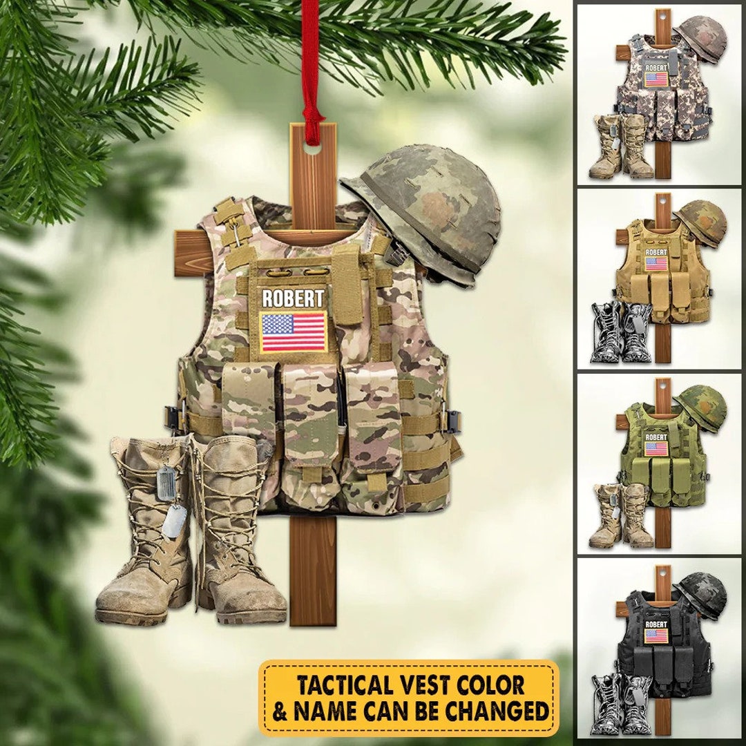 Personalized Ornament Military Tactical Vest Custom Name Gift Veteran