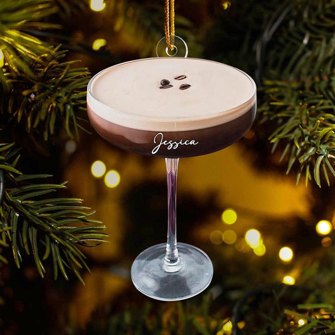 Espresso Martini Ornament, Ornament for Martini Drinker, Peppermint