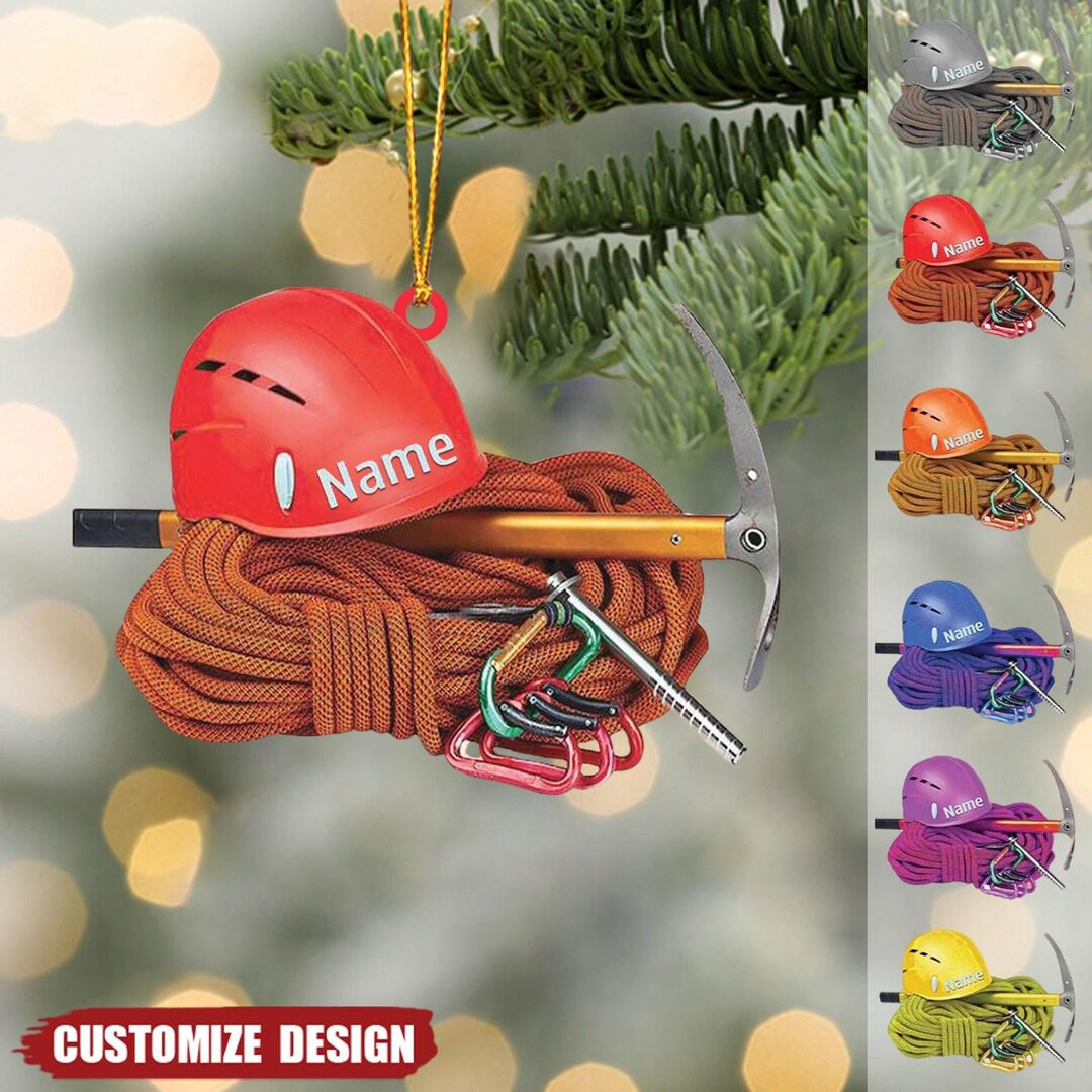 Personalized Rock Climbing Christmas Ornament, Rock Climbing Christmas