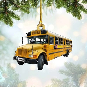 Personalized School Bus Acrylic Ornament, School Bus Flat Ornament, For Bus Driver Christmas Gift, Christmas 2022
