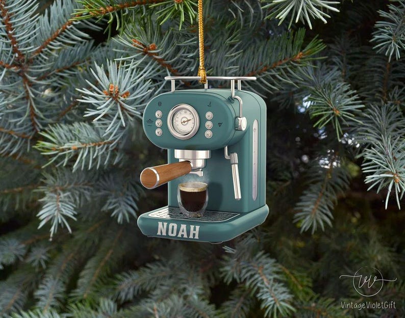 Personalized Coffee Machine Christmas Ornament, Coffee Machine