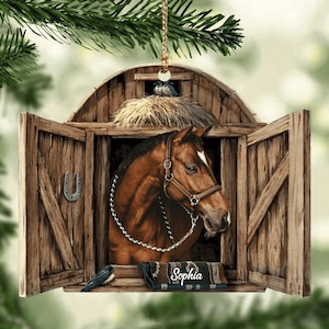 Personalized Horse Ornament, Country Horses On Farm, Horse Breeds Custom Name for Horse Lovers, Horse Christmas Ornament