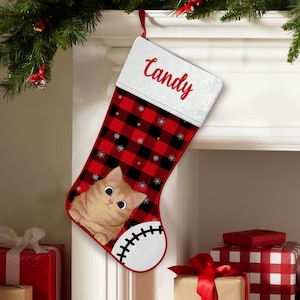 Christmas Cat Stocking Personalized with Any Name Pet Stocking Pet Parent Gift Idea Luxury Pet Present for Xmas Day