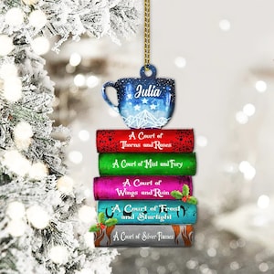 Personalized Book Christmas Ornament, Book Lover Christmas Ornament Bookaholic Book Fan Ornament, Bookshelf Ornament, Gift for Book Lovers