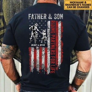 Personalized Riding Partners For Life T Shirt, Father&#39; Day Gift, Custom Kids Name, Best Dad Ever Shirt, Gift For Dad, Grandpa
