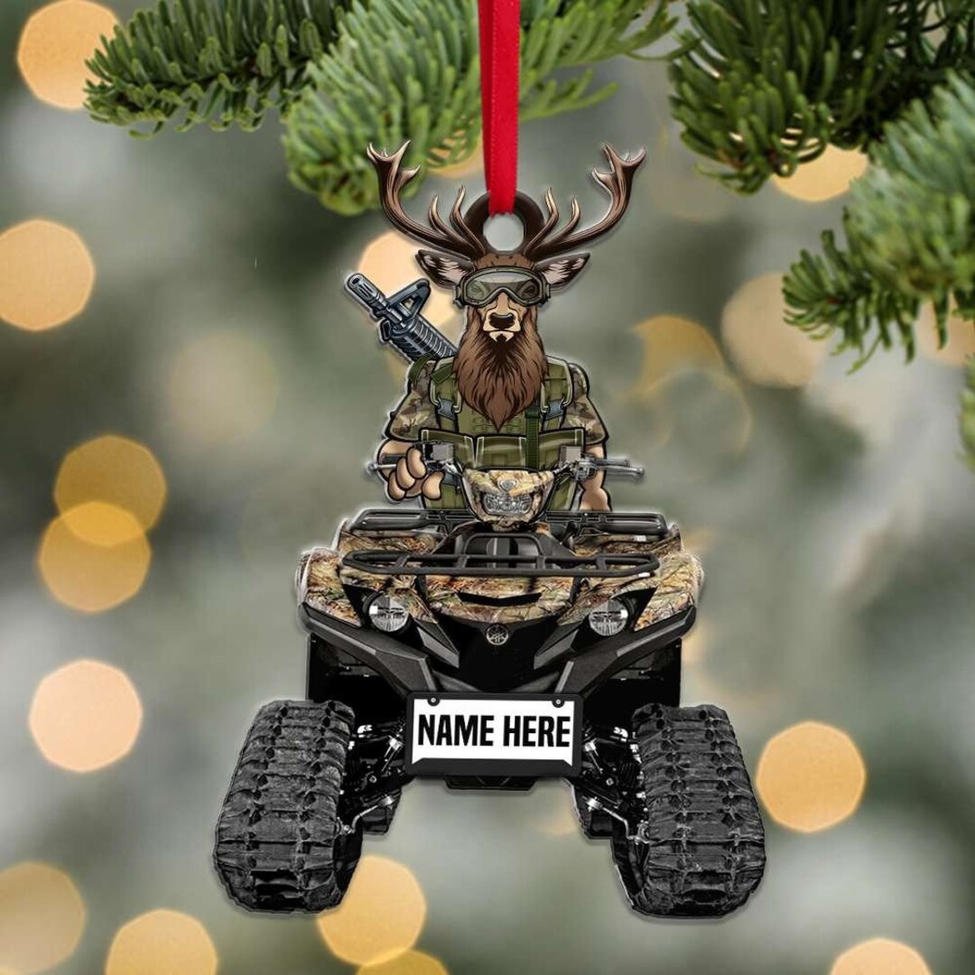 Personalized Hunting ATV, Deer Hunter Ornament, Hunting Ornament