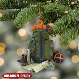 Personalized Hiking Bag Christmas Ornament, Hiking Bag Christmas, Hiking Bag Ornament, Christmas Gift For Hiking Lovers, Camping Lover