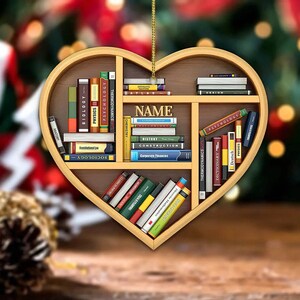 Personalized Books Ornament, Book Lover Christmas Ornament Bookaholic Book Fan Ornament, Bookshelf Ornament, Gift for Book Lovers