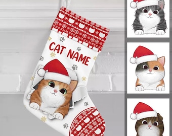 Personalized Christmas Cat Stocking Personalized with Any Name Pet Stocking Pet Parent Gift Idea Luxury Pet Present for Xmas Day