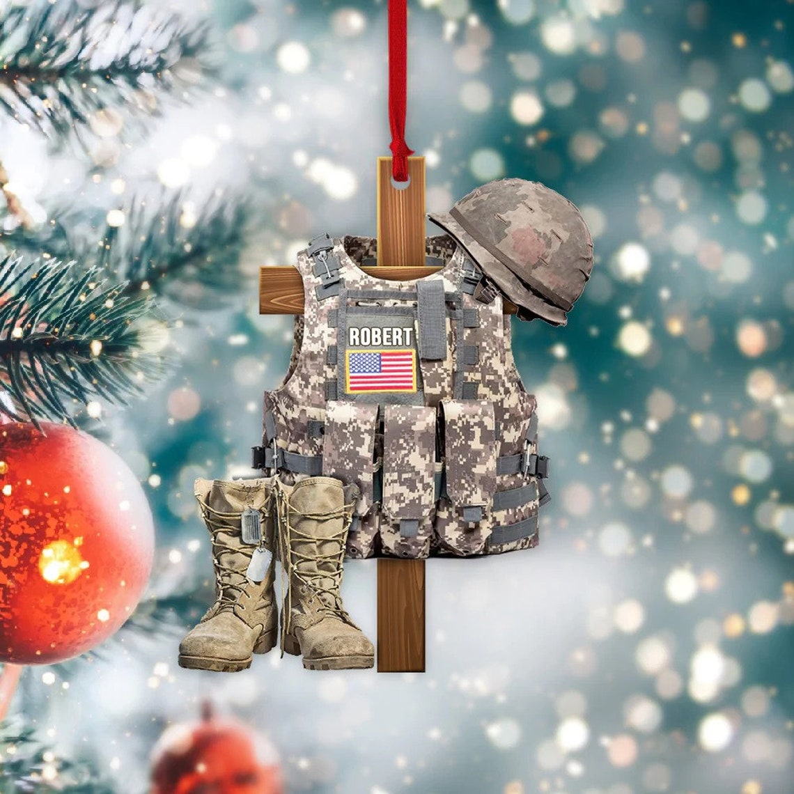 Personalized Ornament Military Tactical Vest Custom Name Gift Etsy