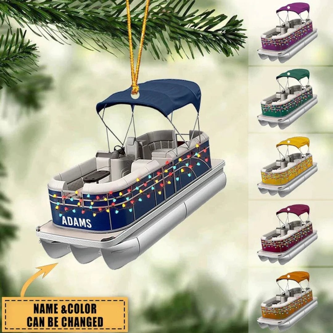 Personalized Pontoon Ornament Boat Ornament Tree Hanging Decor Christmas Acrylic Flat Ornament