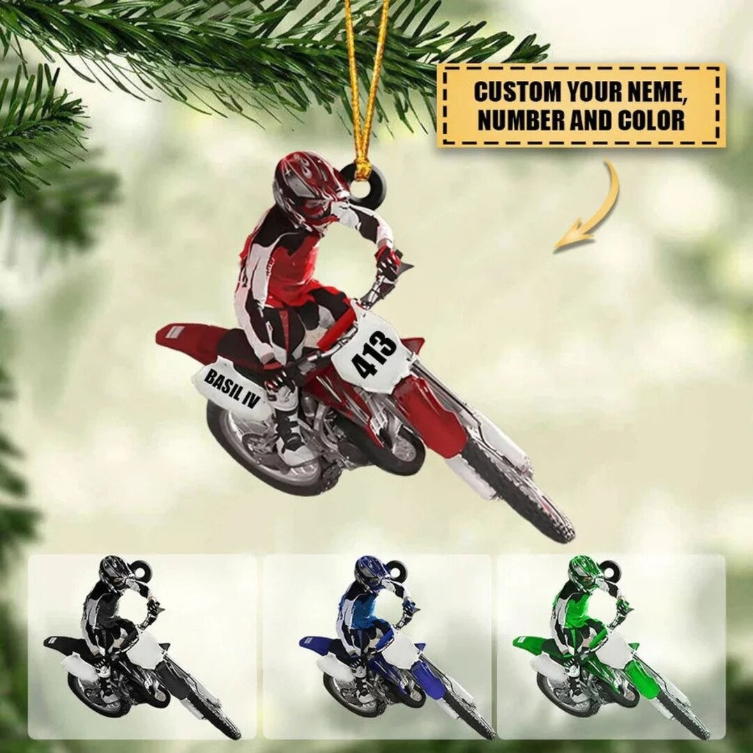 Personalized Motocross Racer Ornament, Customized Flat Acrylic Ornament