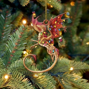 Dragon Christmas Ornament Holiday Acrylic Ornament Dragon Christmas Ornament 2022 Dragon Lover Dragon Christmas Tree