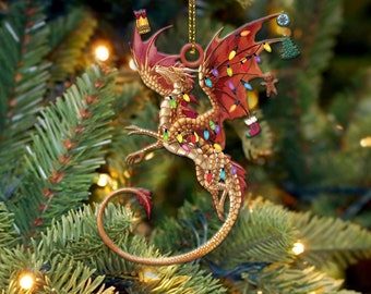Dragon Christmas Ornament Holiday Acrylic Ornament Dragon Christmas Ornament 2022 Dragon Lover Dragon Christmas Tree