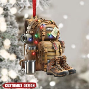 Personalized Hiking Bag Christmas Ornament, Hiking Bag Christmas, Hiking Bag Ornament, Christmas Gift For Hiking Lovers, Camping Lover