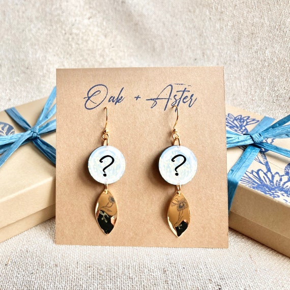 Custom Hand-painted Earrings W/ Gold Horse-eye Pendants - Main Image