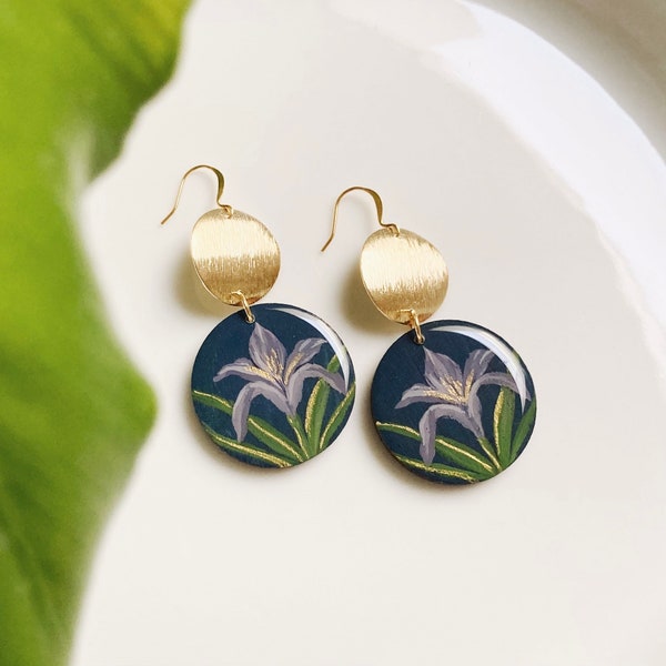 Iris Flower Earrings Etsy