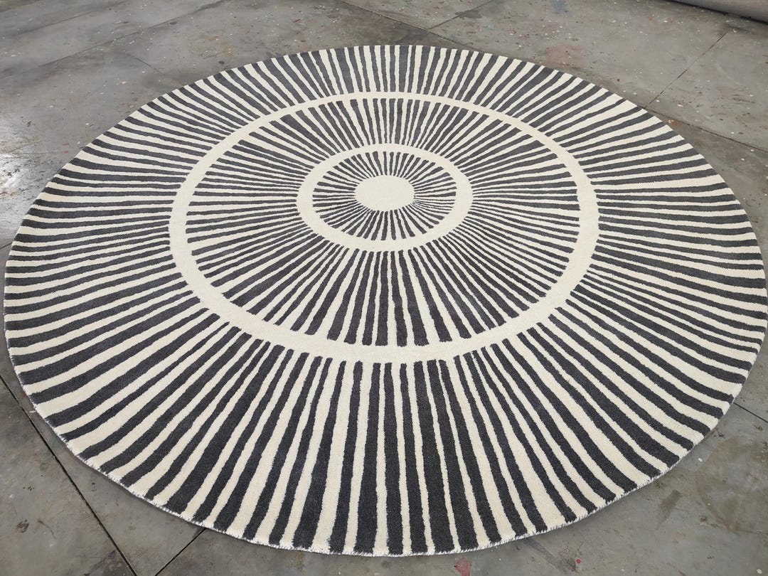 Round Grey Rug Wool Hand Tufted Wool Round Rug: Modern Grey and White Carpet - Etsy