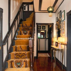 HAND TUFTED CARPET-New Colour golden Orange Tibetan Tiger stair rugs, gallery carpets,Tibetan Wool Carpets,Lion Wool Carpets.