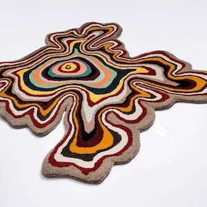 Unique Narrow Rugs HAND TUFTED CARPET Modern Unique Shaped Irregular Rug Multi Colour ...