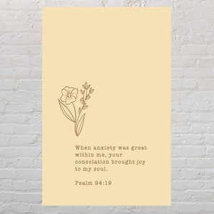 Yellow Psalm 94:19 Print - 11x17 Print / Wall Art / Poster / Home Decor / Illustration/ Prints for Framing/ Decor