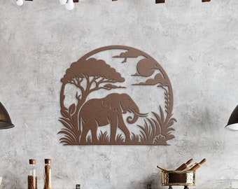 Elephant Metal Wall Art - Majestic Safari Decor