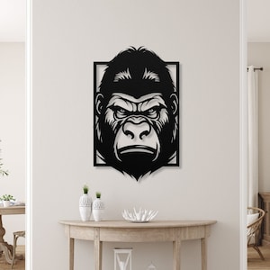 Metal Gorilla Wall Decor, Gorilla Wall Art, Gorilla Door Hanger, Living Room Gorilla Artwork, Gorilla Wall Hanging