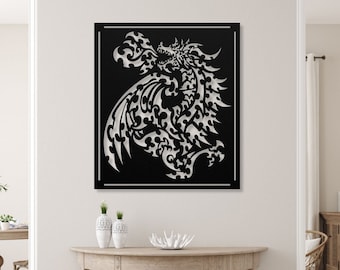 Dragon Metal Wall Art: Laser Cut Steel Home Decor