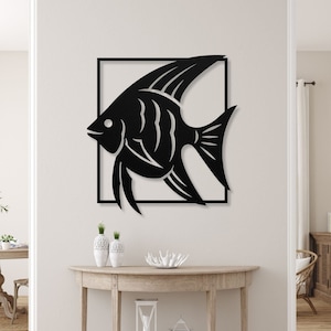 Fish Metal Wall Decor, Angelfish Wall Art, Fish Door Hanger, Fish Decor For Wall, Fish Wall Hanging