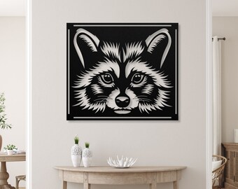 Raccoon Metal Art: Powder Coated Steel Wall Hanging