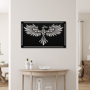 Phoenix Metal Wall Decor, Metal Wall Art, Door Hanger, Living Room Fire Bird Artwork, Phoenix Art