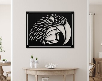 Parrot Metal Wall Art: Powder Coated Steel, Bird Lover Gift