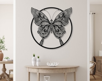 Metal Butterfly Wall Art: Powder Coated Steel Home Decor
