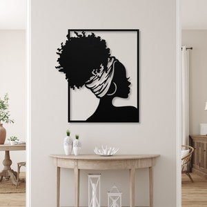 Afro Woman Metal Wall Art: Modern African American Decor