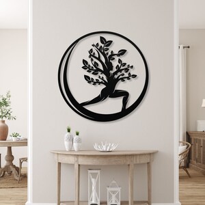 Yoga Metal Wall Art, Yoga Tree Of Life , Meditation Decoration, Yoga Studio Gifts, Gift For Yoga Lovers, Zen Decor Bedroom, Yoga Teacher