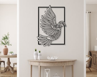 Pigeon Metal Wall Art: Bird Door Sign, Modern Home Decor