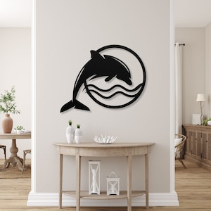 Dolphin Metal Wall Decor, Dolphin Wall Art, Dolphin Door Hanger, Living Room Artwork, Dolphin Wall Hanging